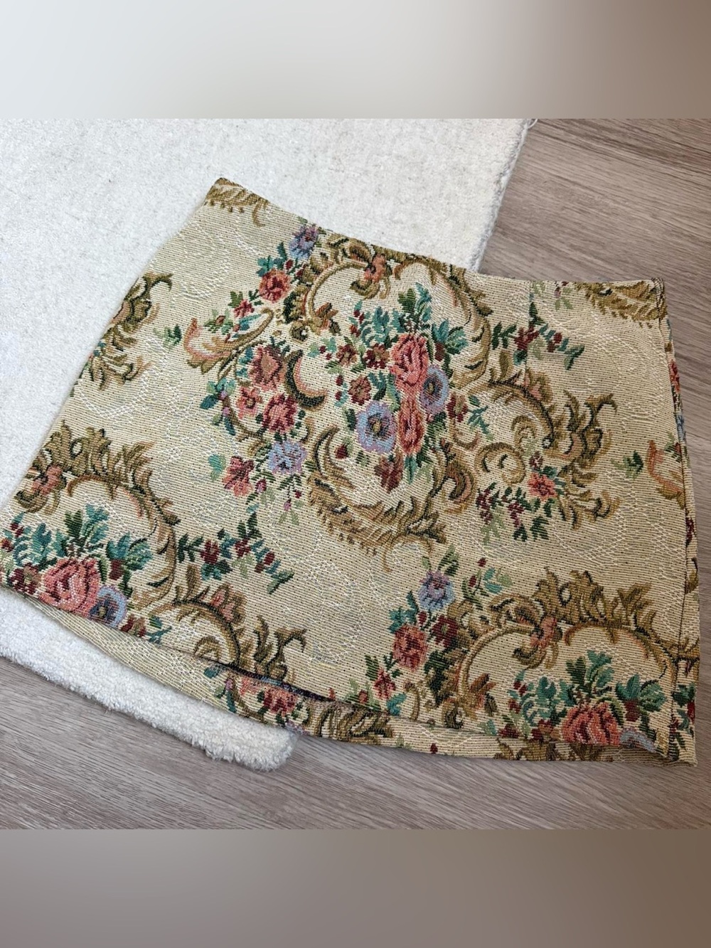 Vintage Floral Tapestry Accent Fabric - Beige and Multicolor